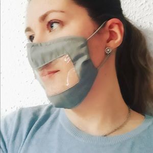 Two layers cotton frame mask with clear window!